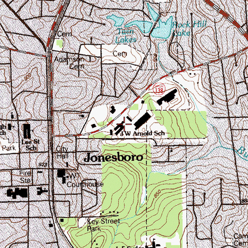 Topographic Map of J W Arnold Elementary School, GA