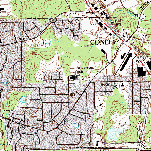 Topographic Map of Anderson Elementary School, GA