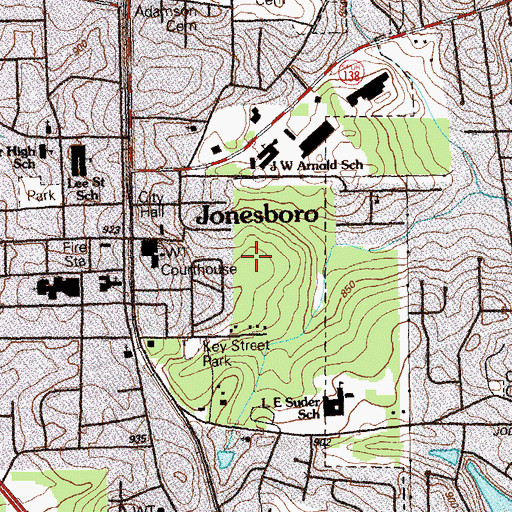Topographic Map of Jonesboro Middle School, GA