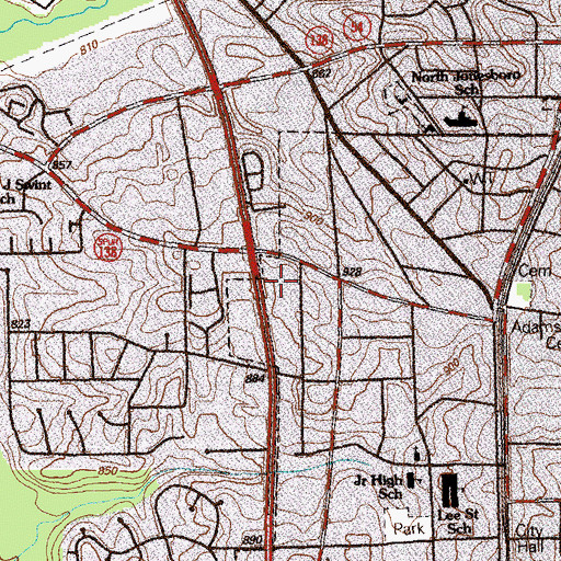 Topographic Map of Jonesboro Shopping Center, GA