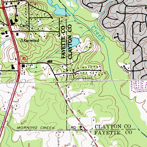 Topographic Map of Kenwood Forest, GA