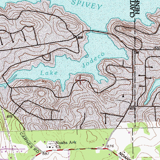 Topographic Map of Lake Jodeco, GA