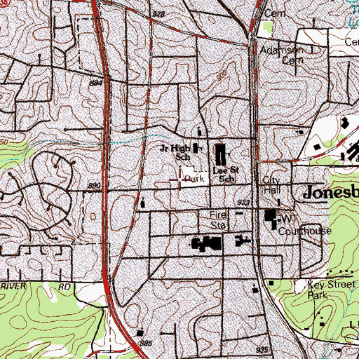 Topographic Map of Lee Park, GA