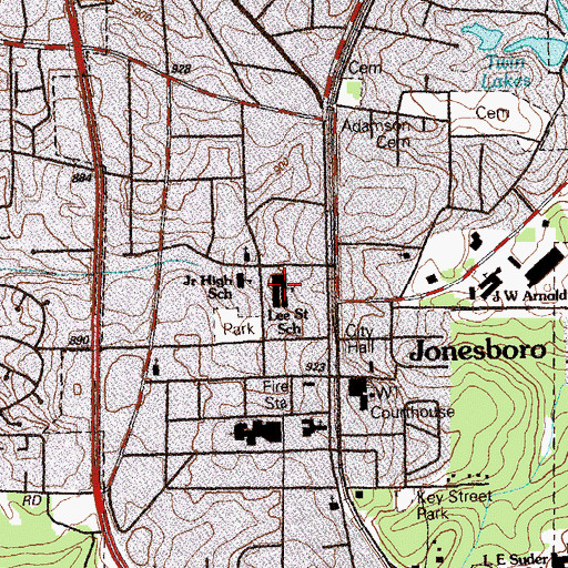 Topographic Map of Lee Street Elementary School, GA