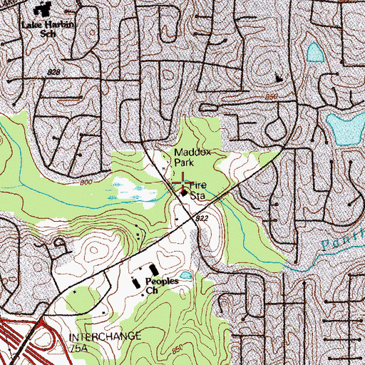 Topographic Map of Maddox Road Park, GA