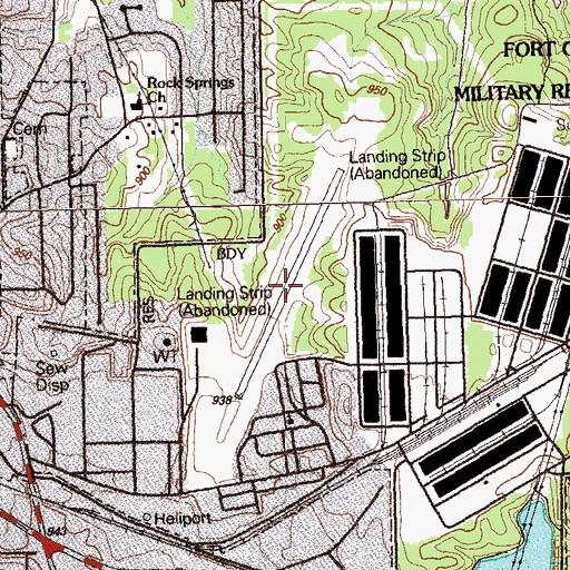 Topographic Map of Morris Army Airfield (historical), GA