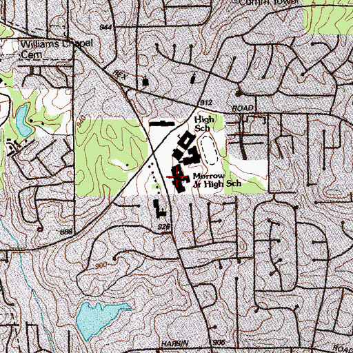 Topographic Map of Morrow Middle School, GA