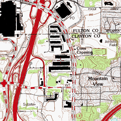 Topographic Map of Mountain View Industrial Park, GA