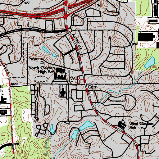 Topographic Map of North Clayton Plaza Shopping Center, GA