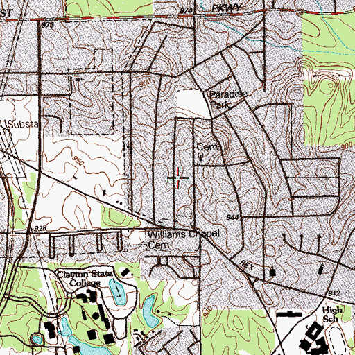 Topographic Map of Paradise Park, GA