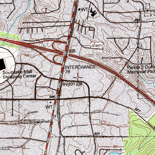 Topographic Map of Southlake Festival Shopping Center, GA