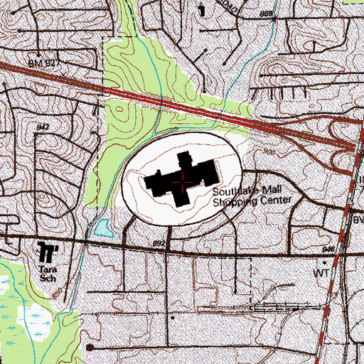 Topographic Map of Southlake Mall Shopping Center, GA