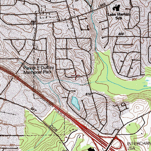 Topographic Map of Pinecrest Forest, GA