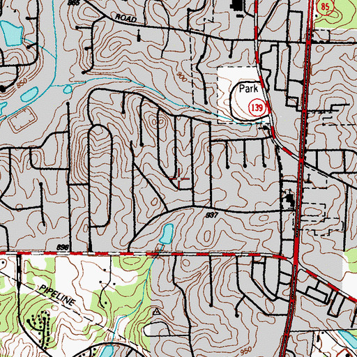 Topographic Map of Stoneridge, GA