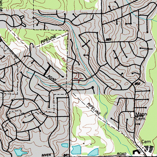 Topographic Map of The Willows, GA