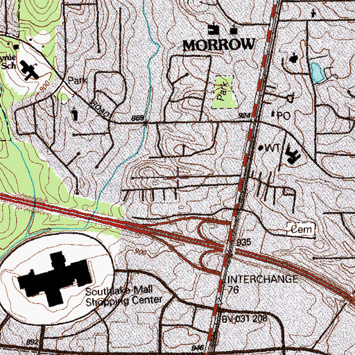 Topographic Map of Woodstone, GA
