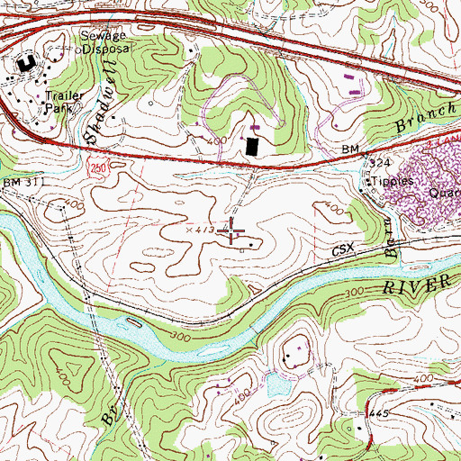 Topographic Map of Shadwell Plantation, VA