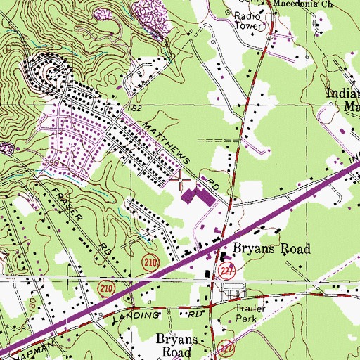 Topographic Map of Bryans Road Branch Charles County Public Library, MD