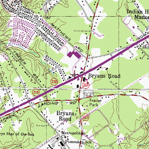 Topographic Map of Bryans Road Post Office, MD