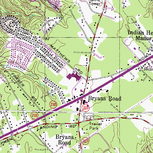 Topographic Map of Bryans Road Shopping Center, MD