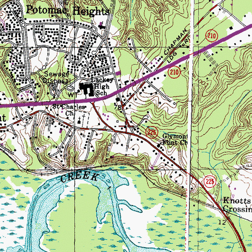 Topographic Map of Glymont School (historical), MD