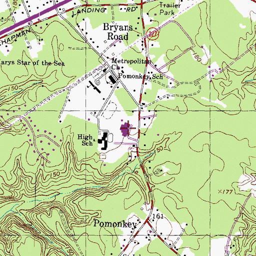 Topographic Map of J C Parks Elementary School, MD