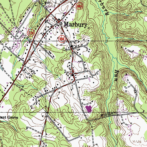 Topographic Map of Marbury Church of God, MD