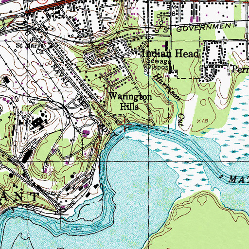 Topographic Map of Mattinglys Wharf (historical), MD