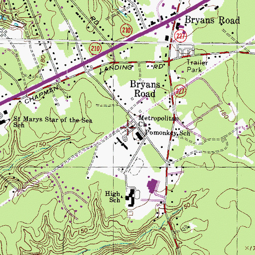 Topographic Map of Metropolitan United Methodist Church Cemetery, MD