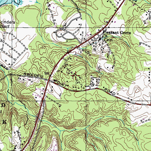 Topographic Map of Pleasant Grove Estates, MD