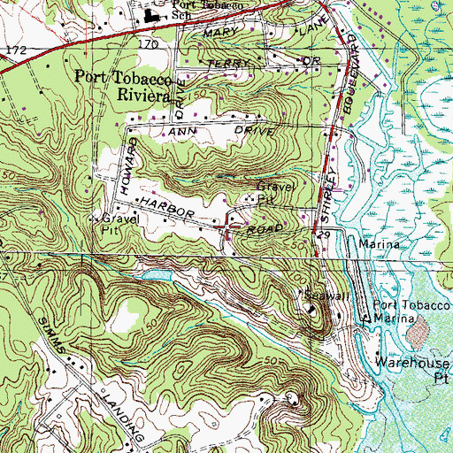 Topographic Map of Port Tobacco Lakes, MD