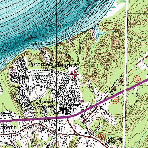 Topographic Map of Potomac Heights Baptist Church, MD