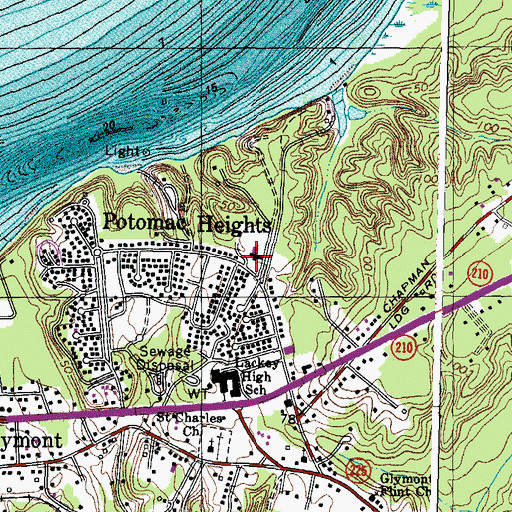 Topographic Map of Potomac Heights Christian School, MD
