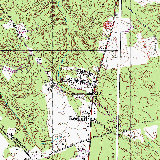 Topographic Map of Redhill Estates, MD