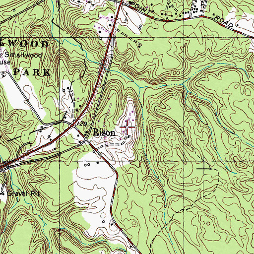Topographic Map of Rison Acres, MD