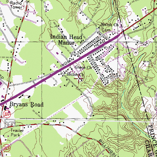 Topographic Map of Shiloh Cemetery, MD