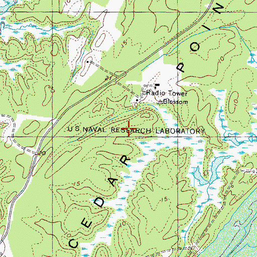 Topographic Map of Blossom Point Proving Grounds, MD