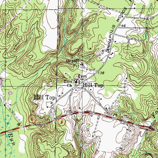 Topographic Map of Zion Cemetery, MD