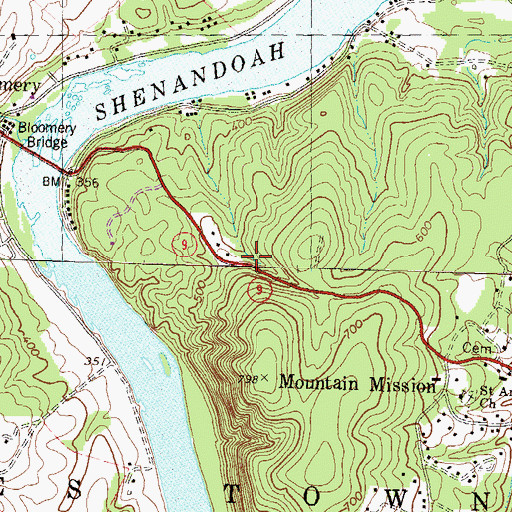 Topographic Map of Johnson Springs, WV