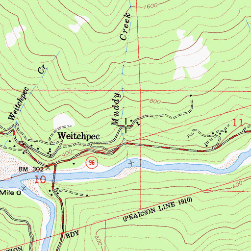 Topographic Map of Weitchpec Elementary School, CA