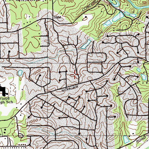 Topographic Map of Combee Cemetery, GA