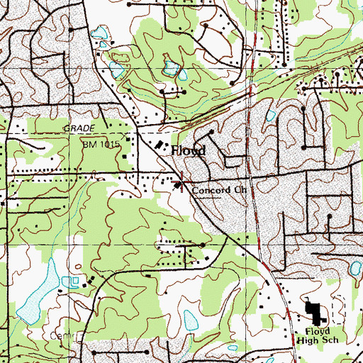 Topographic Map of Concord Church, GA