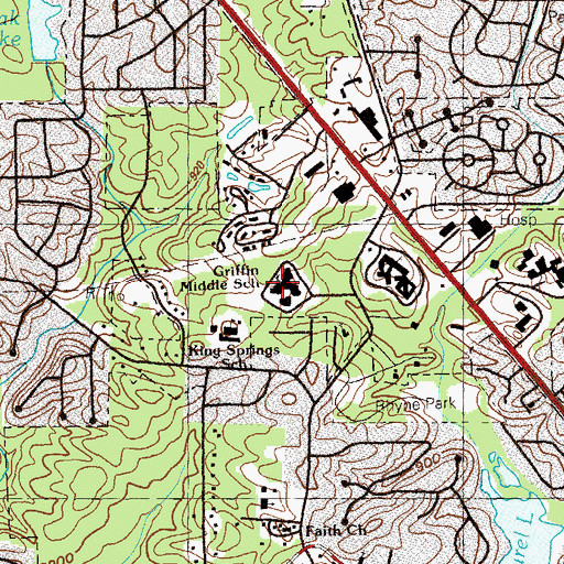 Topographic Map of Griffin Middle School, GA