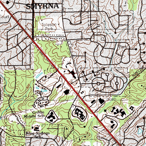 Topographic Map of King Springs Shopping Center, GA