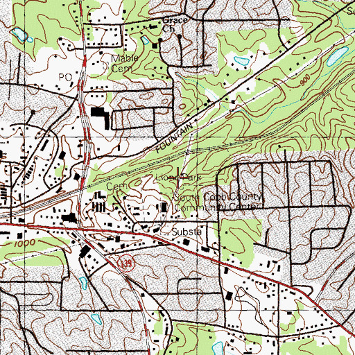 Topographic Map of Lions Park, GA