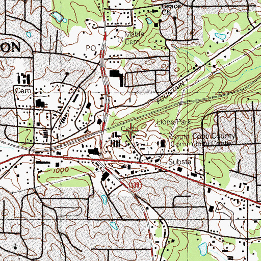 Topographic Map of Little Bethel Cemetery, GA