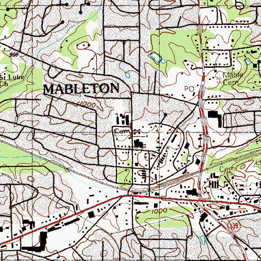 Topographic Map of Mableton Memorial Gardens Cemetery, GA