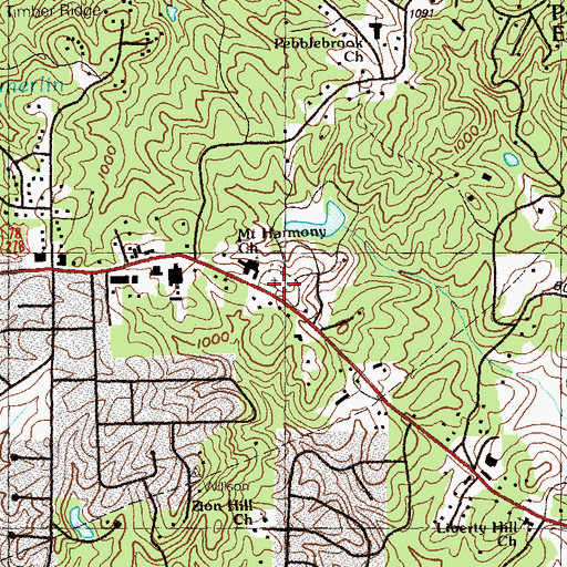 Topographic Map of Mount Harmony Memorial Gardens Cemetery, GA