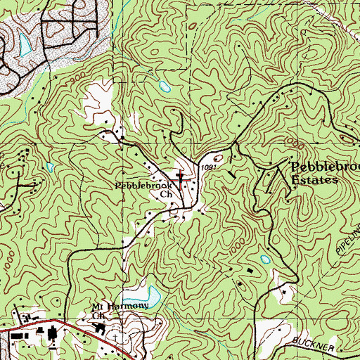 Topographic Map of Pebblebrook Church, GA