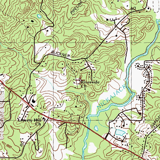 Topographic Map of Riverside Church, GA